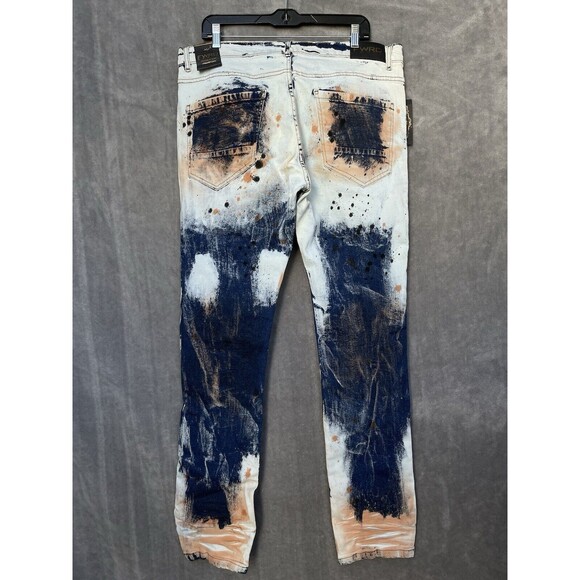 FWRD Paint Splatter Men’s Slim Fit Stretch Distressed Jeans Size 38x32 - Picture 3 of 13